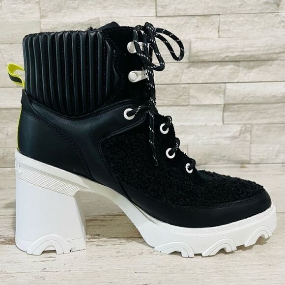 Sorel BREX Heel Cozy Lace Womens Size 9.5 Black/Sea Salt Waterproof Boots NEW - Picture 13 of 16
